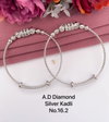 AD Diamond Design Silver Kadli Type Bangles Wholesale Price In Surat
